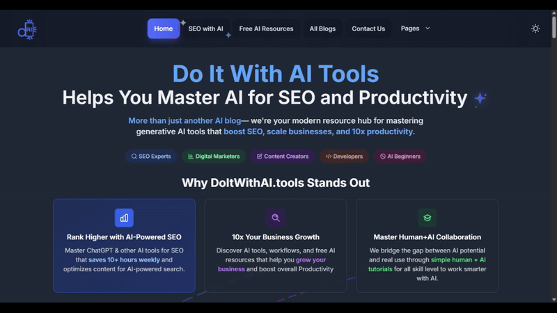 Do It With AI Tools Homepage Animated Demo