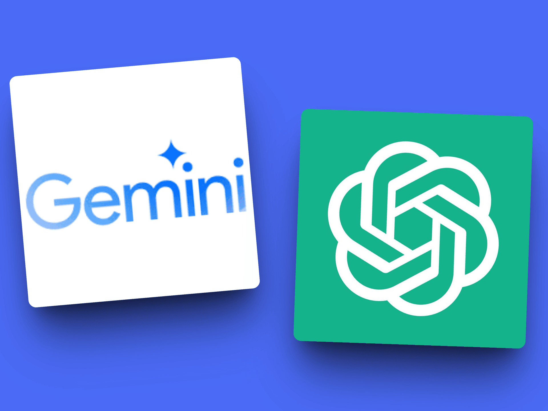 Logos of Google Gemini (white square with light blue text and a sparkling icon) and ChatGPT (green square with a stylized white swirl), representing AI tools discussed for generating alt text