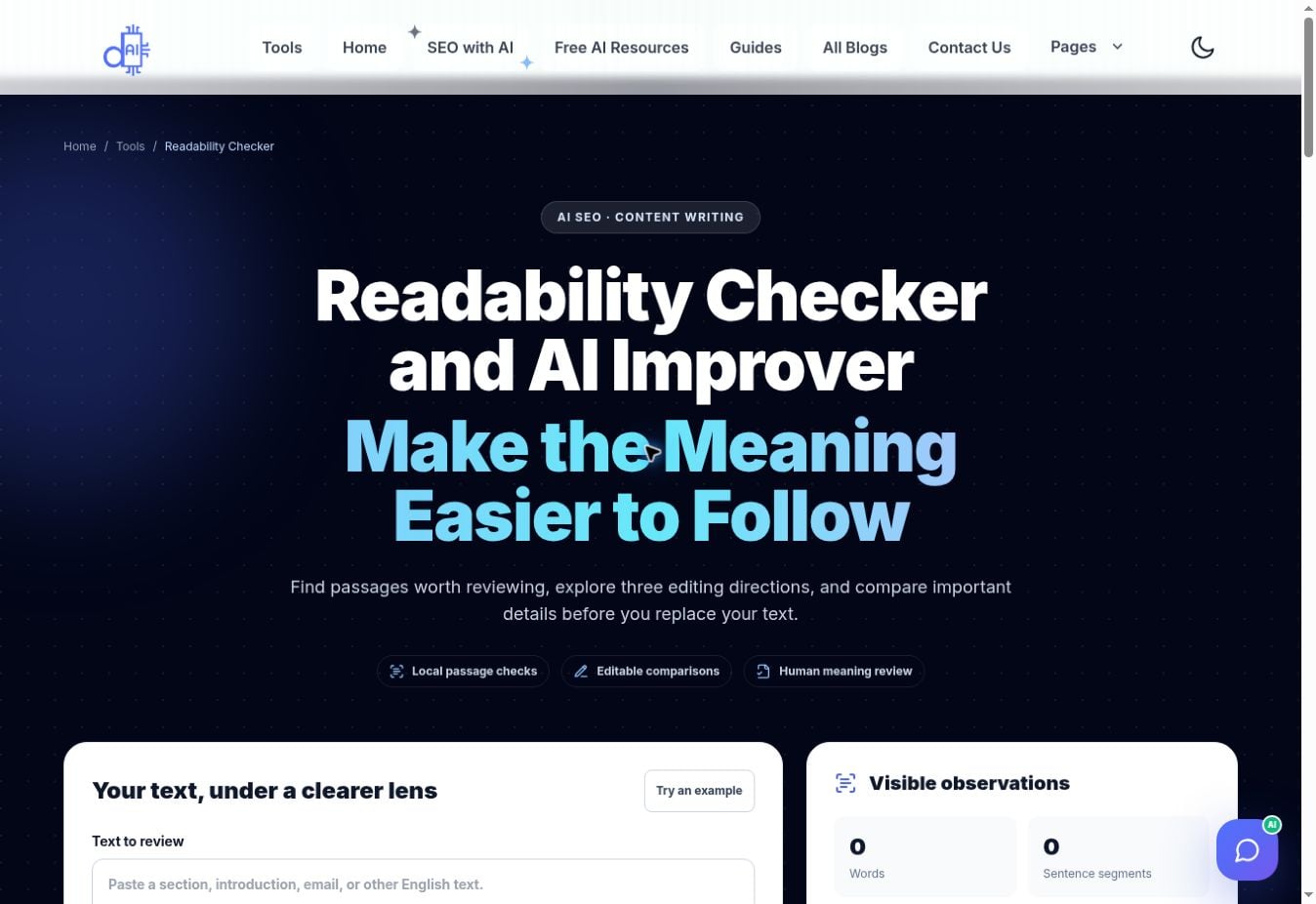 readability checker interface on Do It With AI Tools